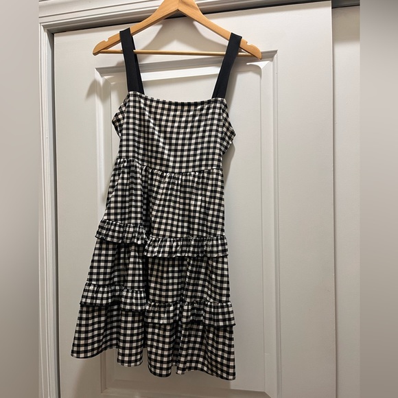 Zara | Black and White Gingham Tiered Mini Dress - Picture 5 of 6